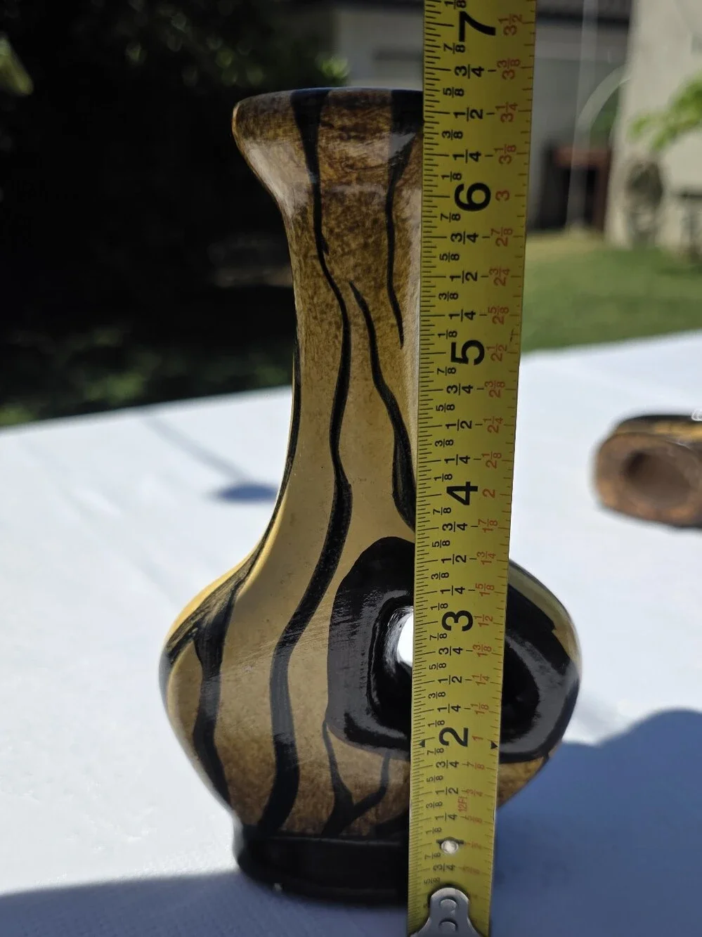 VTG Mid-Century Modern Yellow & Black Pierced Ceramic Candlestick Trio - As Is